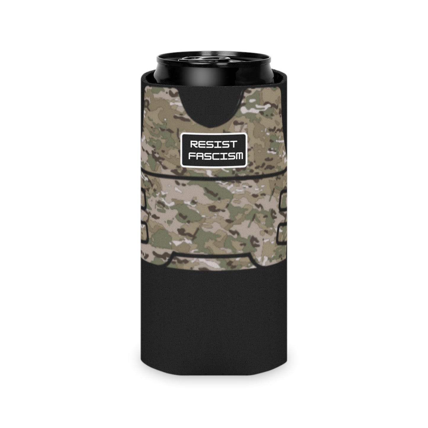 Camo Tactical Vest Can Koozie- Black