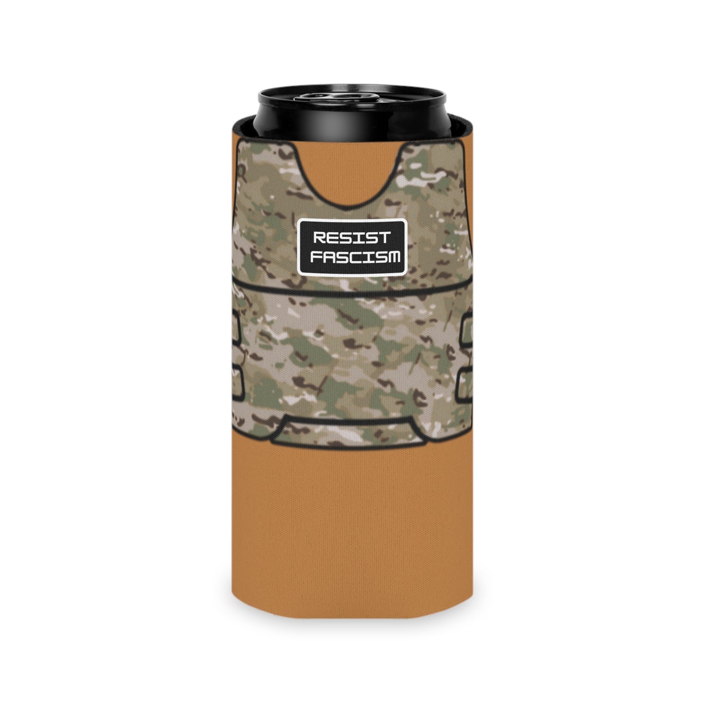 Camo Tactical Vest Can Koozie- Light Brown