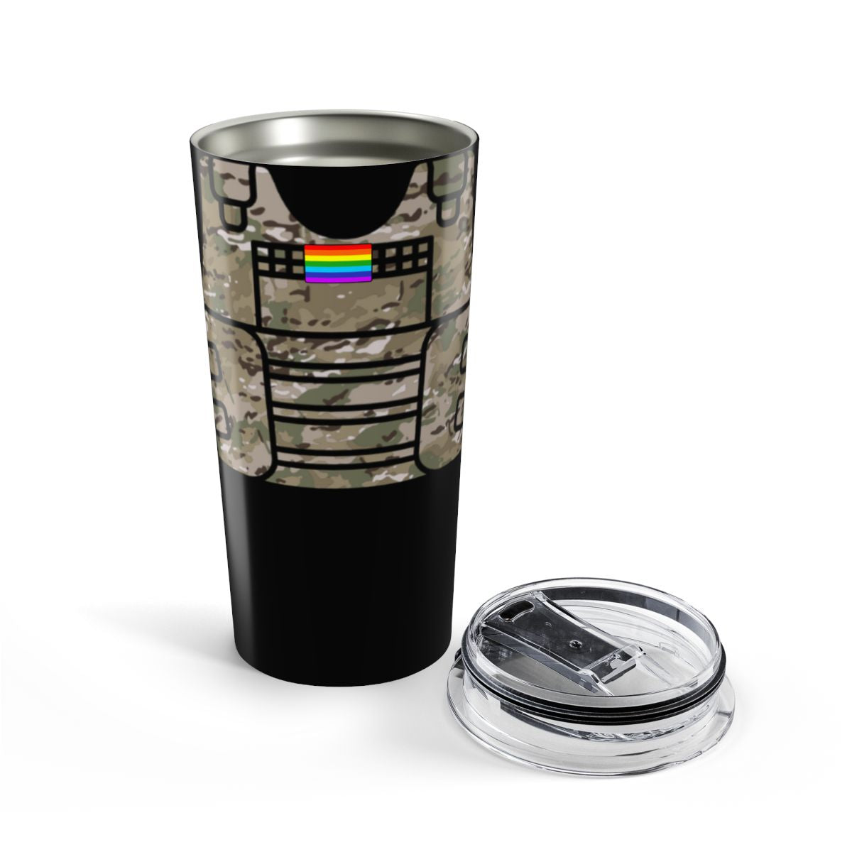 Camo Tactical Vest Tumbler 20oz- Black
