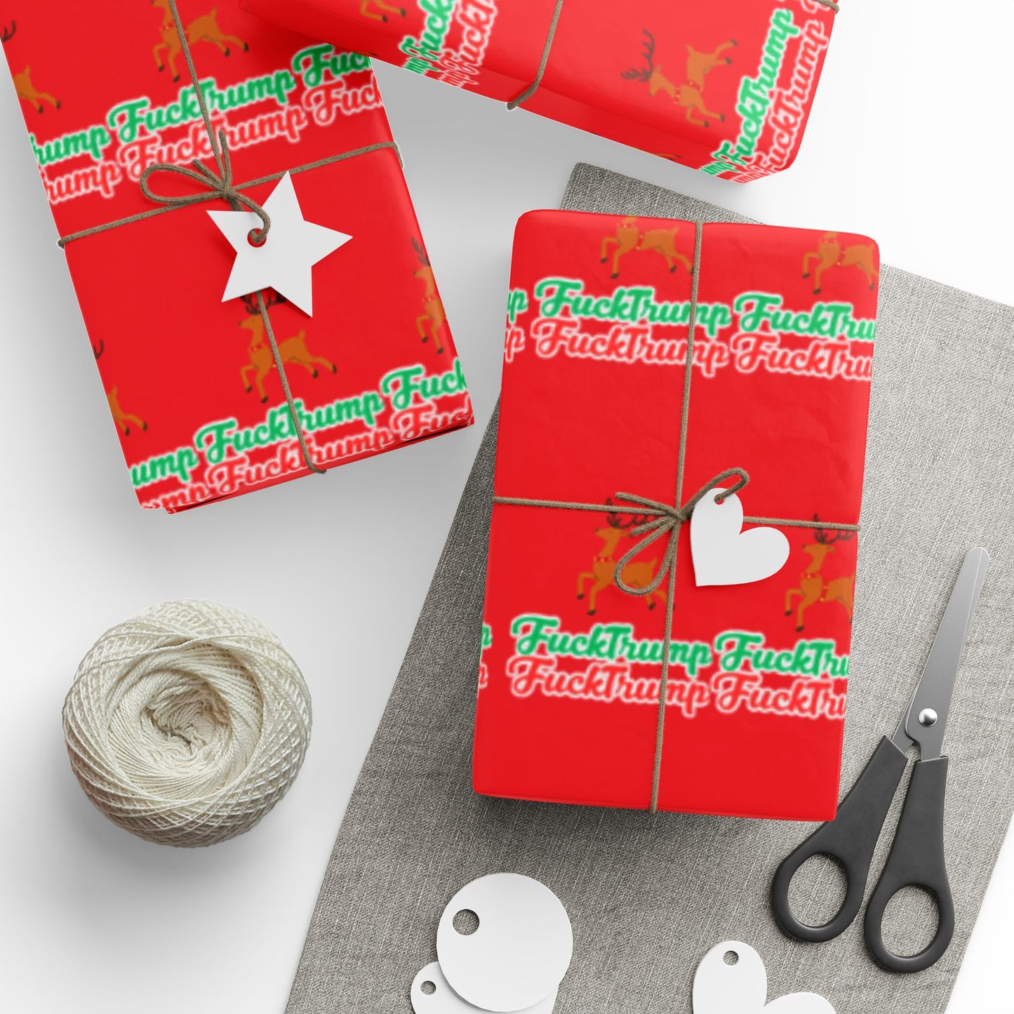 F*** Trump Christmas Holiday Pattern Wrapping Paper- Red