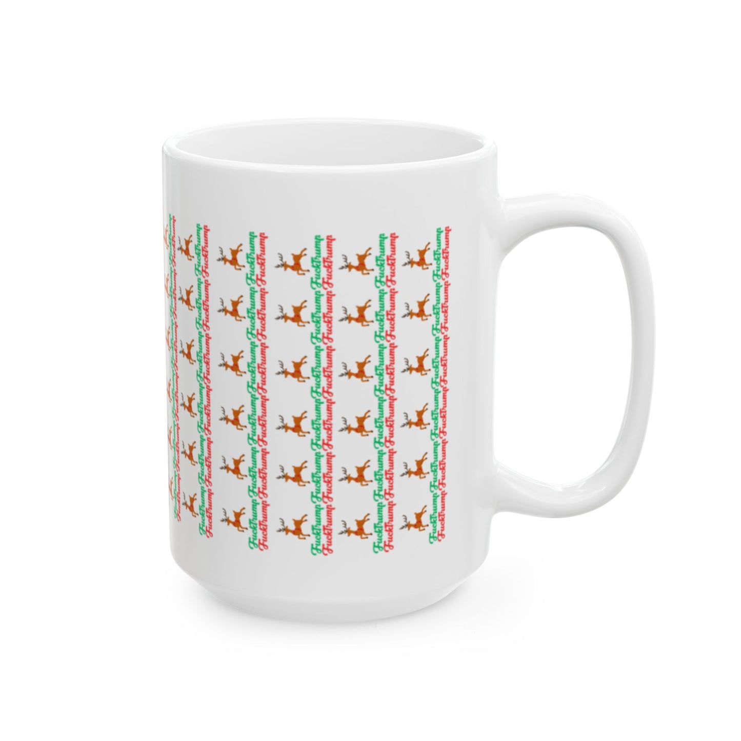 F*** Trump Pattern Christmas Holiday Mug- White
