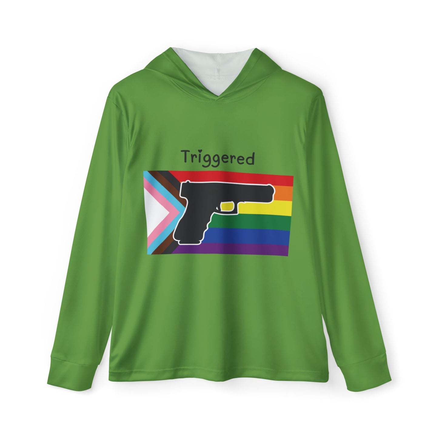 Unisex Pride Flag "Triggered" Performance Hoodie- Green