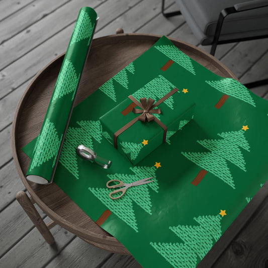 F*** Trump Christmas Tree Holiday Pattern Wrapping Paper- Green