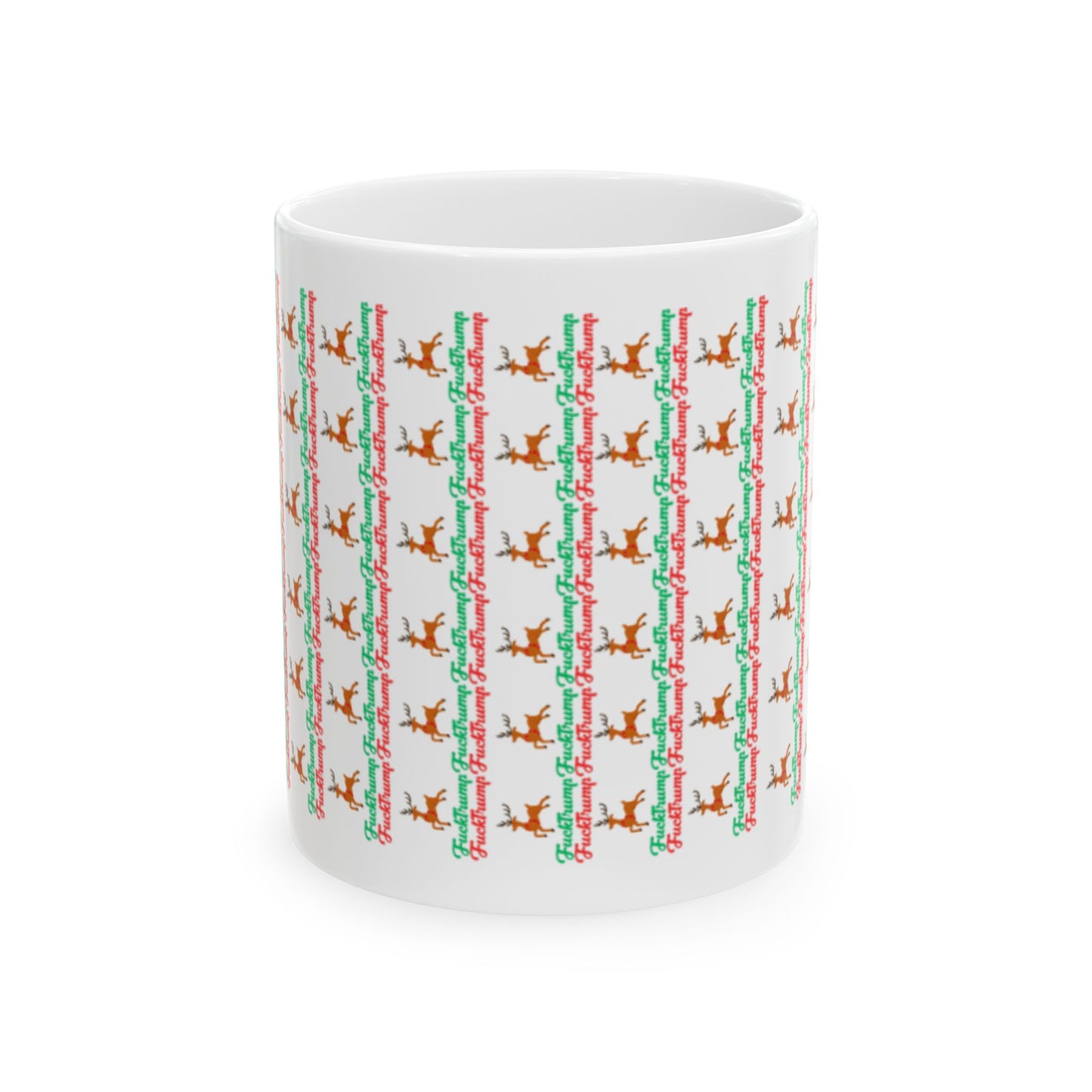 F*** Trump Pattern Christmas Holiday Mug- White