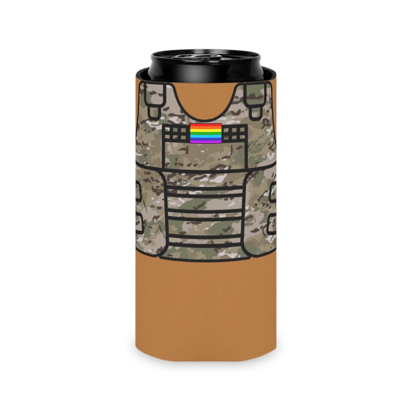 Camo Tactical Vest Can Koozie- Light Brown