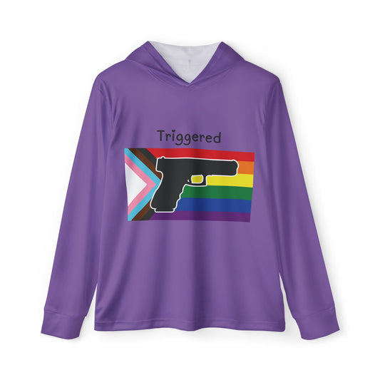 Unisex Pride Flag "Triggered" Performance Hoodie- Purple