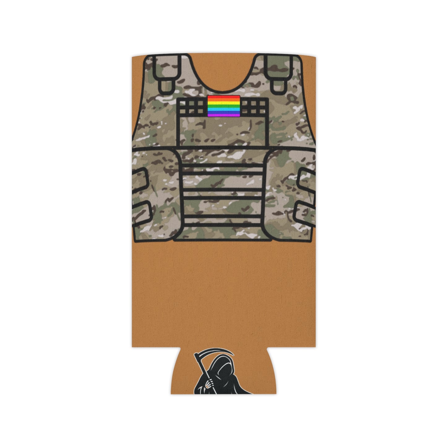 Camo Tactical Vest Can Koozie- Light Brown