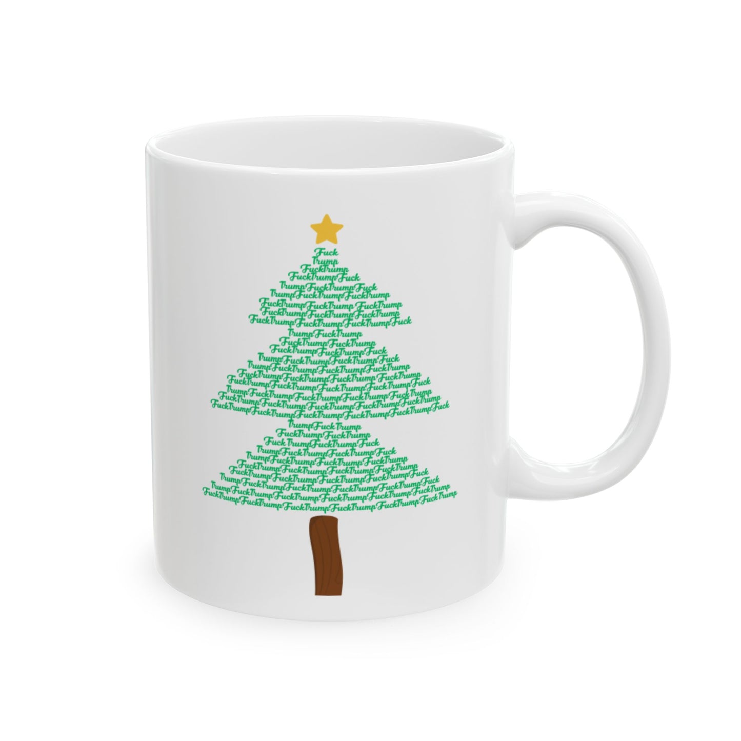 F*** Trump” Christmas Tree Holiday Mug- White