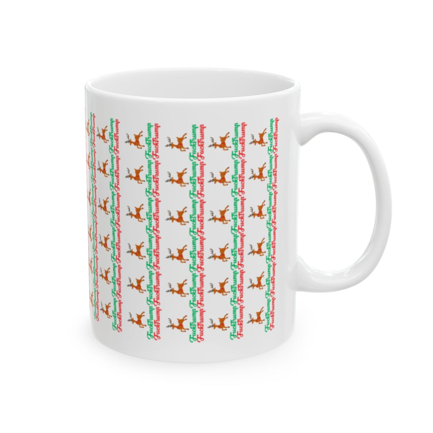 F*** Trump Pattern Christmas Holiday Mug- White