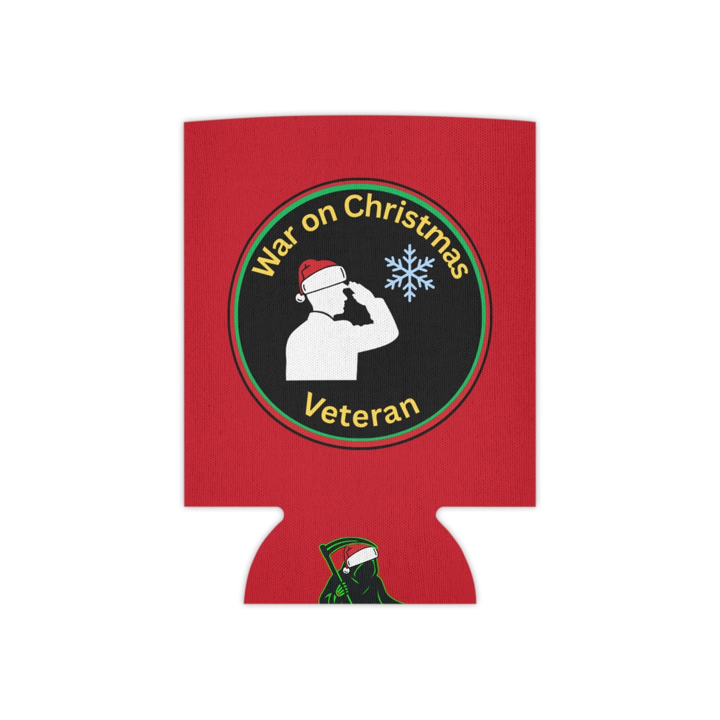 “War on Christmas Veteran” Parody Can Koozie- Red