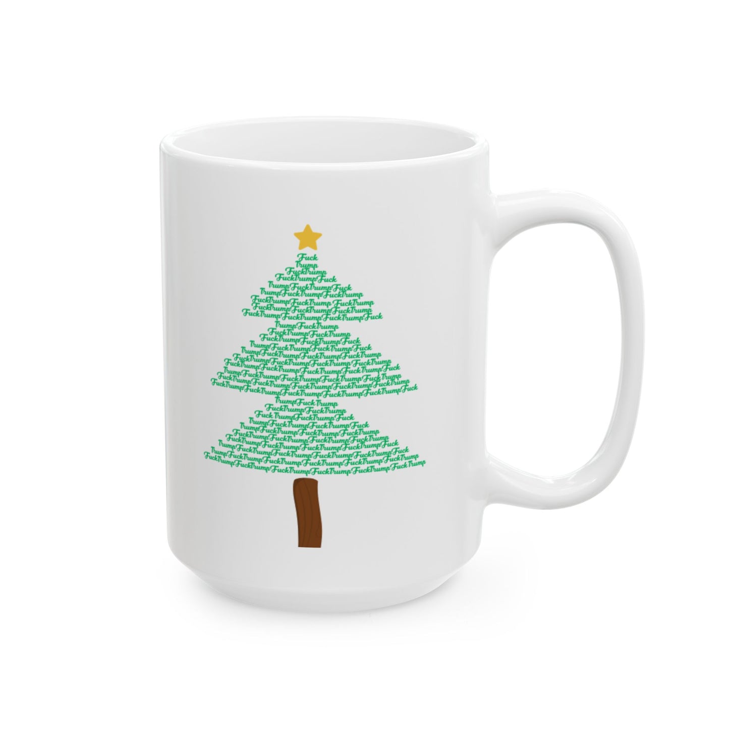F*** Trump” Christmas Tree Holiday Mug- White