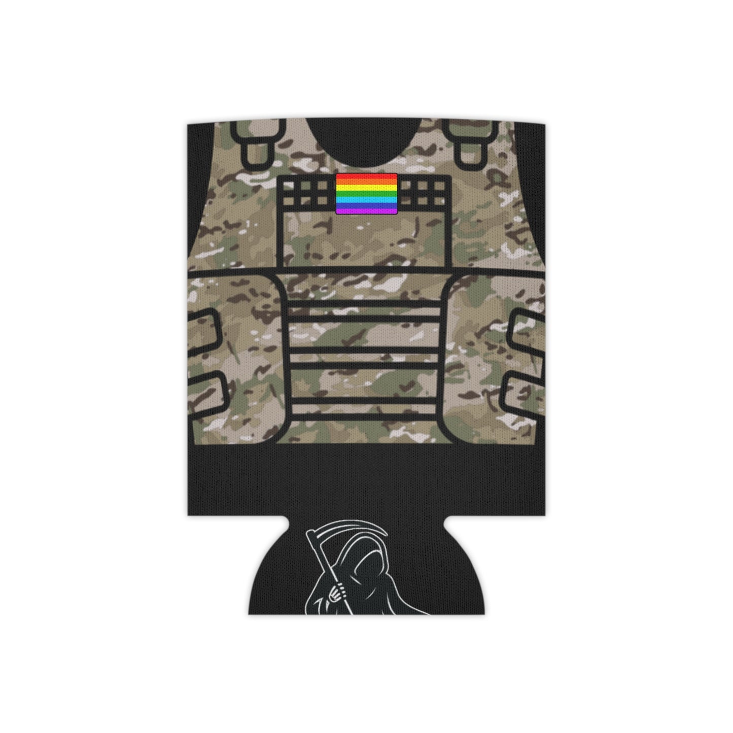 Camo Tactical Vest Can Koozie- Black