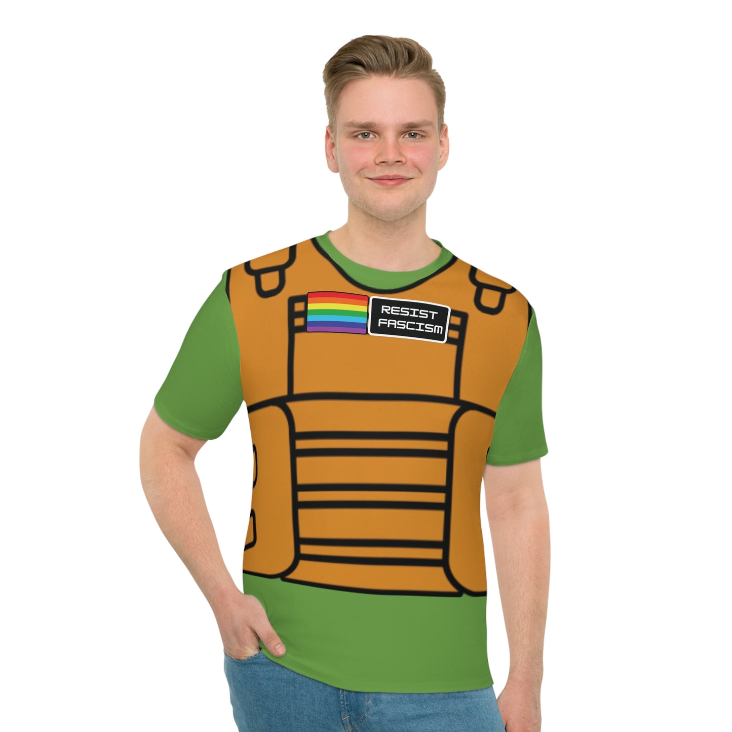 Unisex Tan Tactical Vest T-Shirt- Green