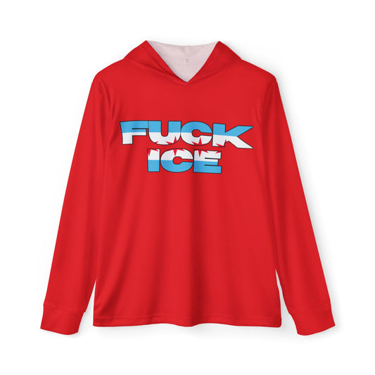 F**K ICE Unisex Performance Hoodie- Chicago flag, Red
