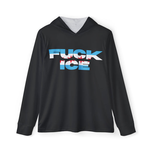 F**K ICE Unisex Performance Hoodie- Chicago flag, Black
