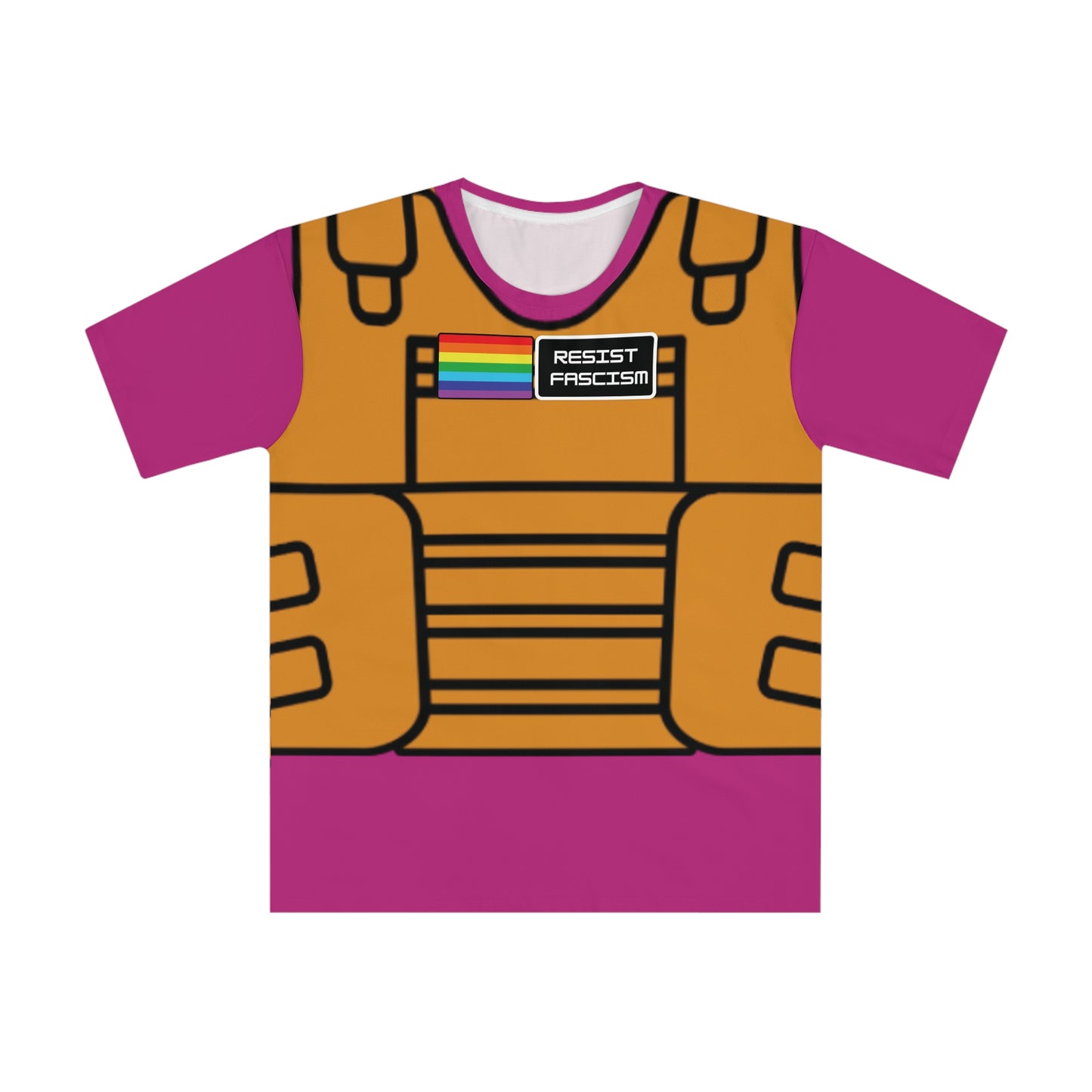 Unisex Tan Tactical VestT-Shirt- Pink