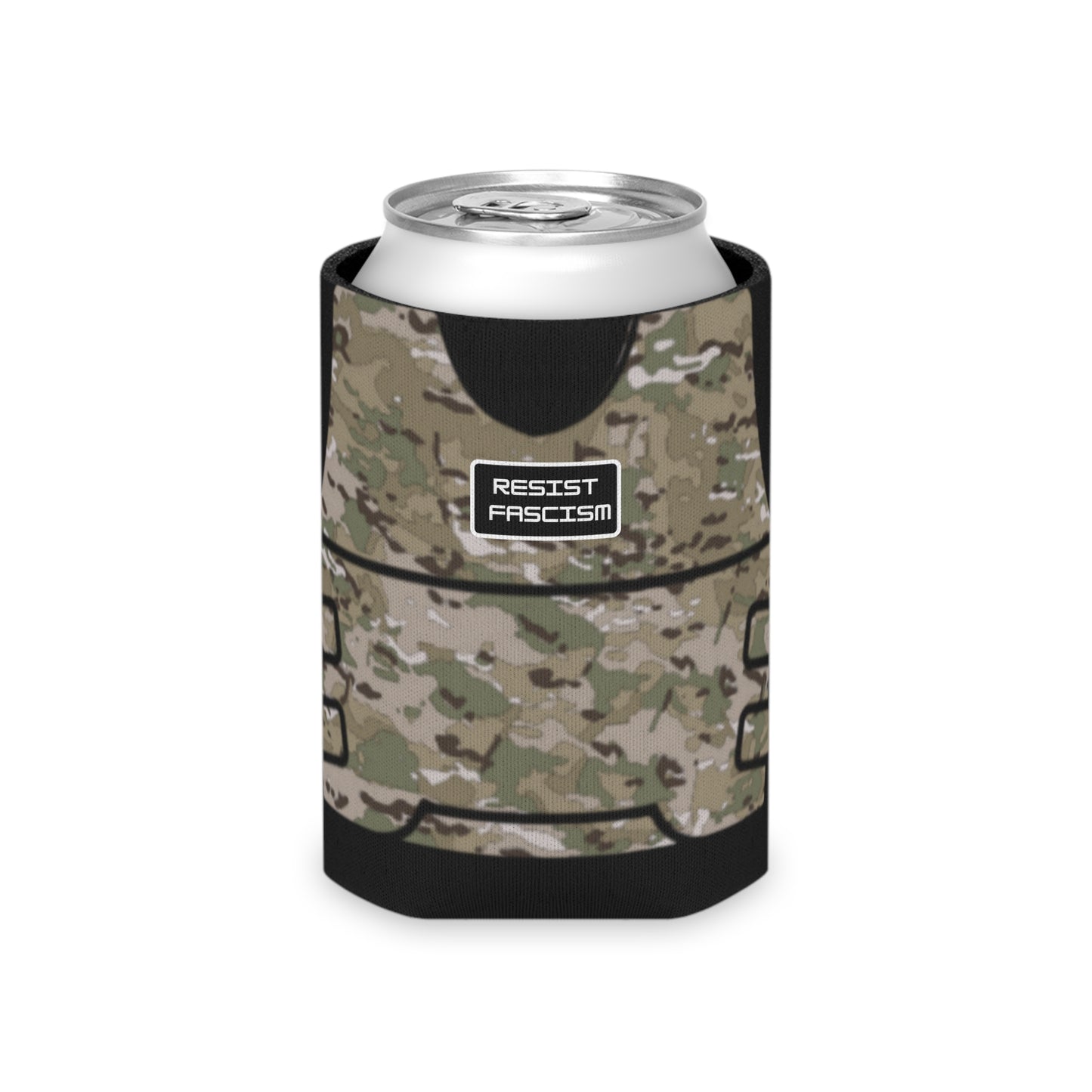 Camo Tactical Vest Can Koozie- Black