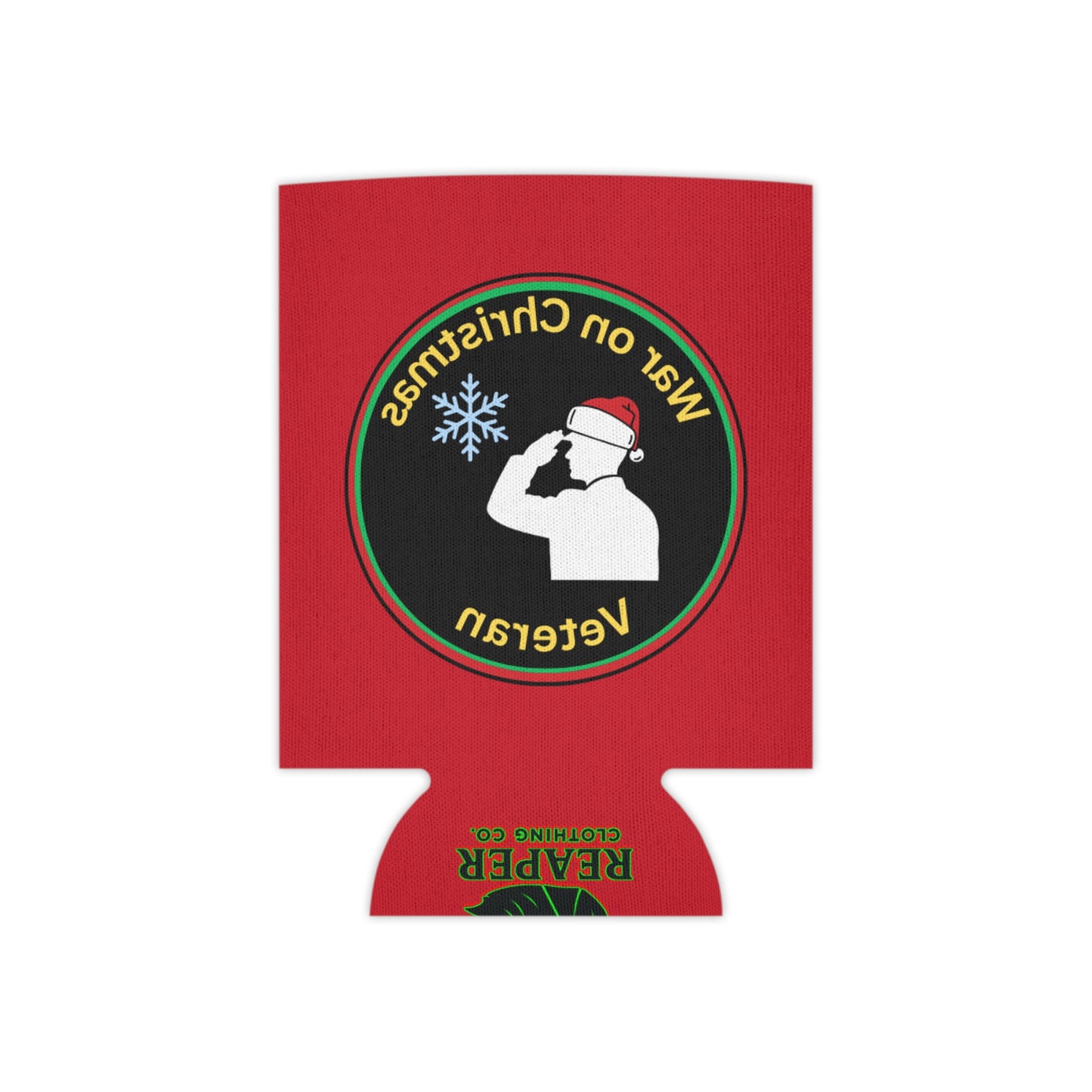 “War on Christmas Veteran” Parody Can Koozie- Red