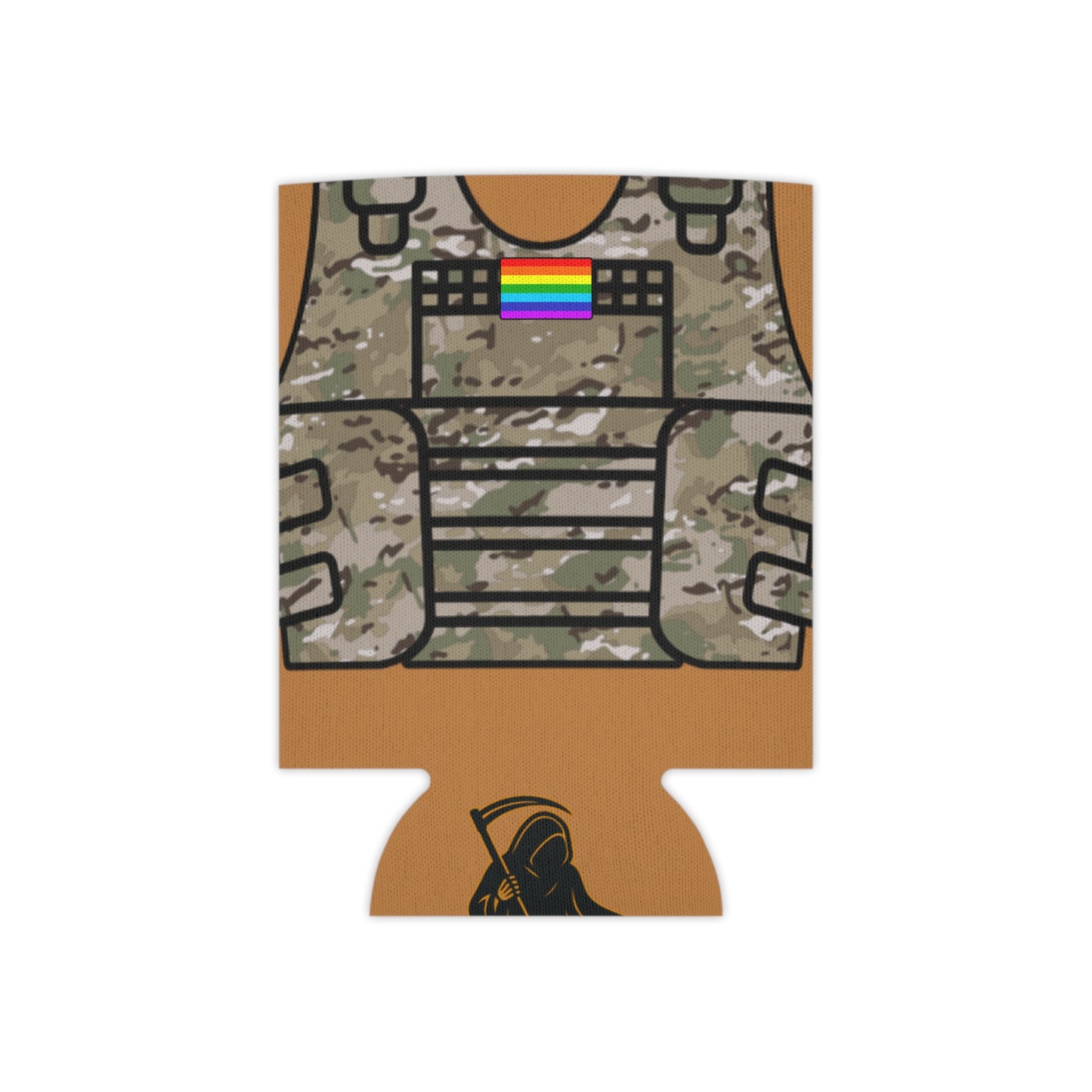 Camo Tactical Vest Can Koozie- Light Brown