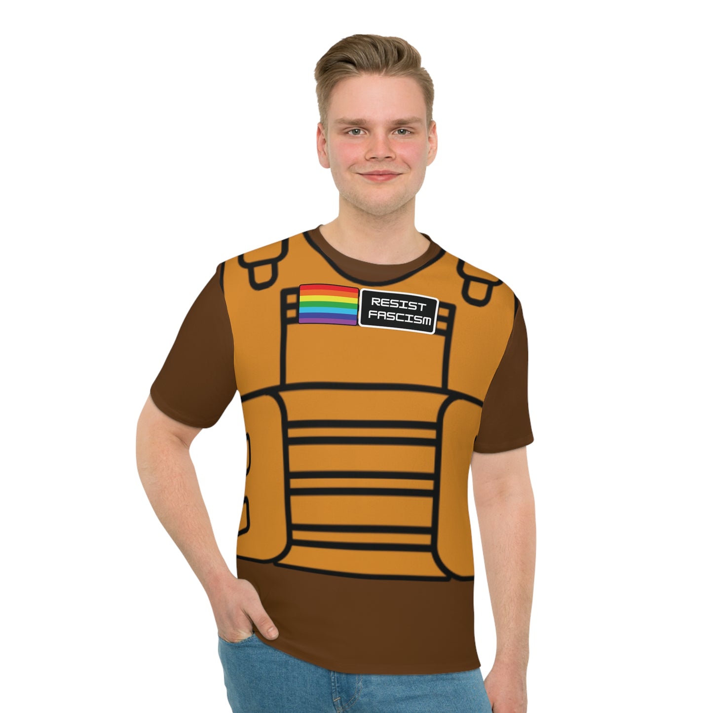 Unisex Tan Tactical Vest T-Shirt- Brown