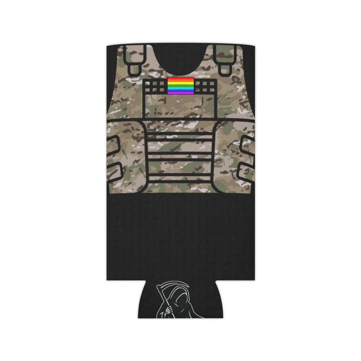 Camo Tactical Vest Can Koozie- Black