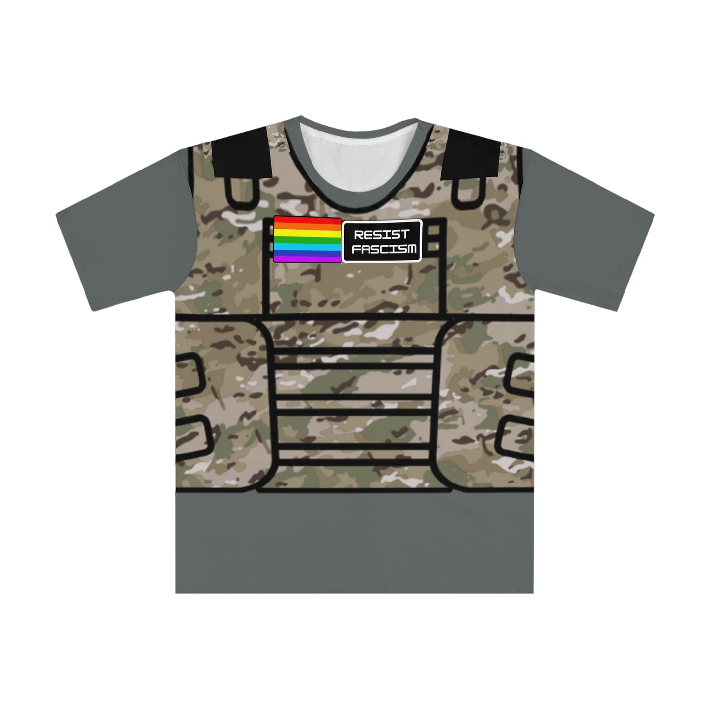 Unisex Camo Tactical Vest T-Shirt- Grey