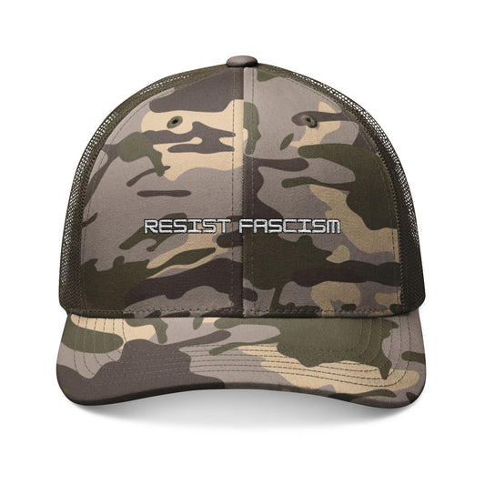 "Resist Fascism" Camo Trucker Hat