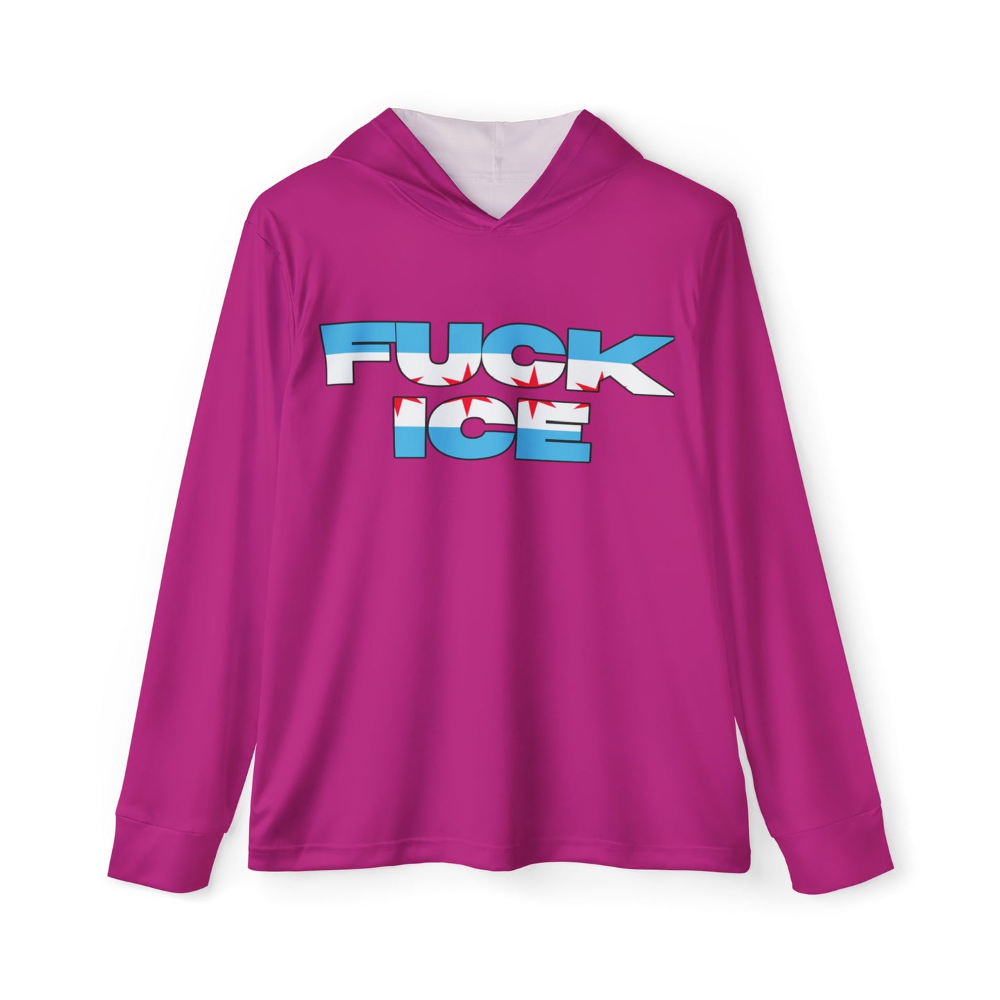 F**K ICE Unisex Performance Hoodie- Chicago flag, Pink