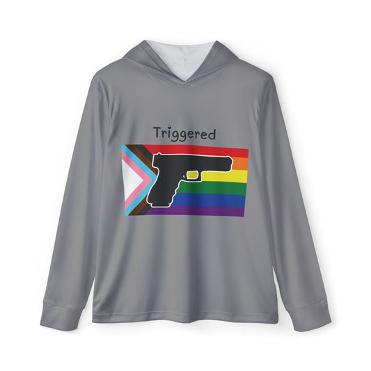 Unisex Pride Flag "Triggered" Performance Hoodie- Gray