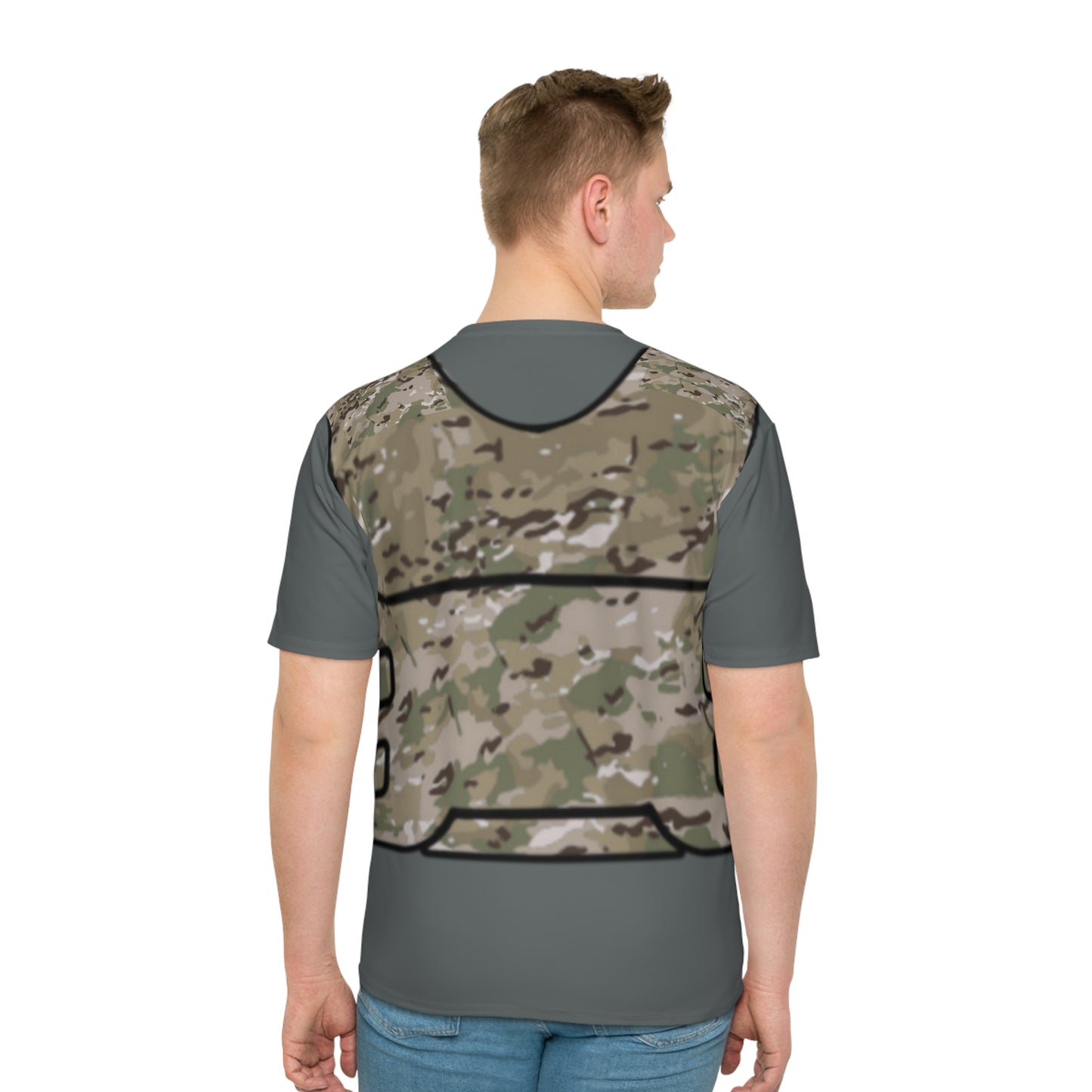 Unisex Camo Tactical Vest T-Shirt- Grey