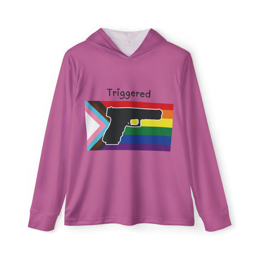 Unisex Pride Flag "Triggered" Performance Hoodie- Pink