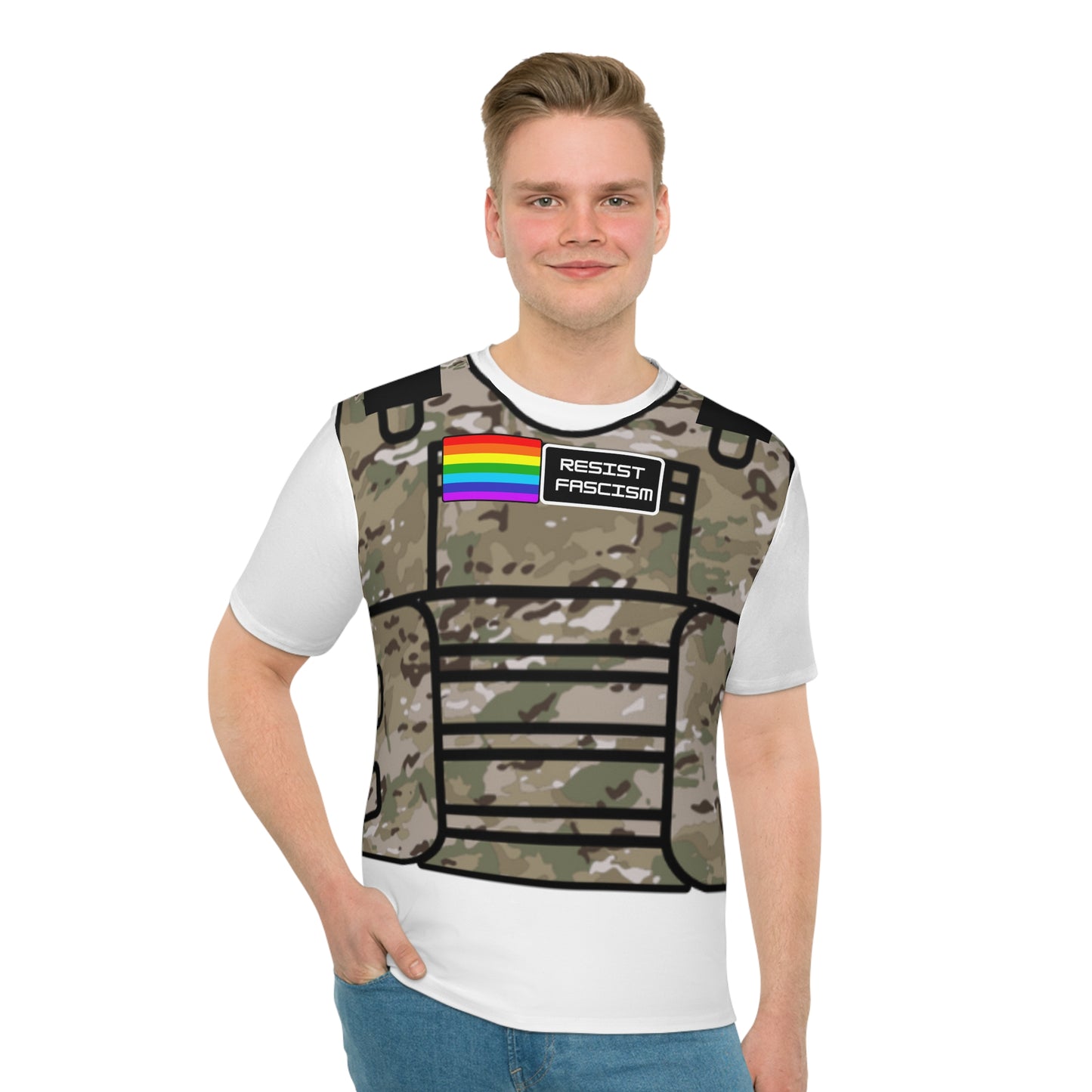Unisex Camo Tactical Vest T-Shirt- White