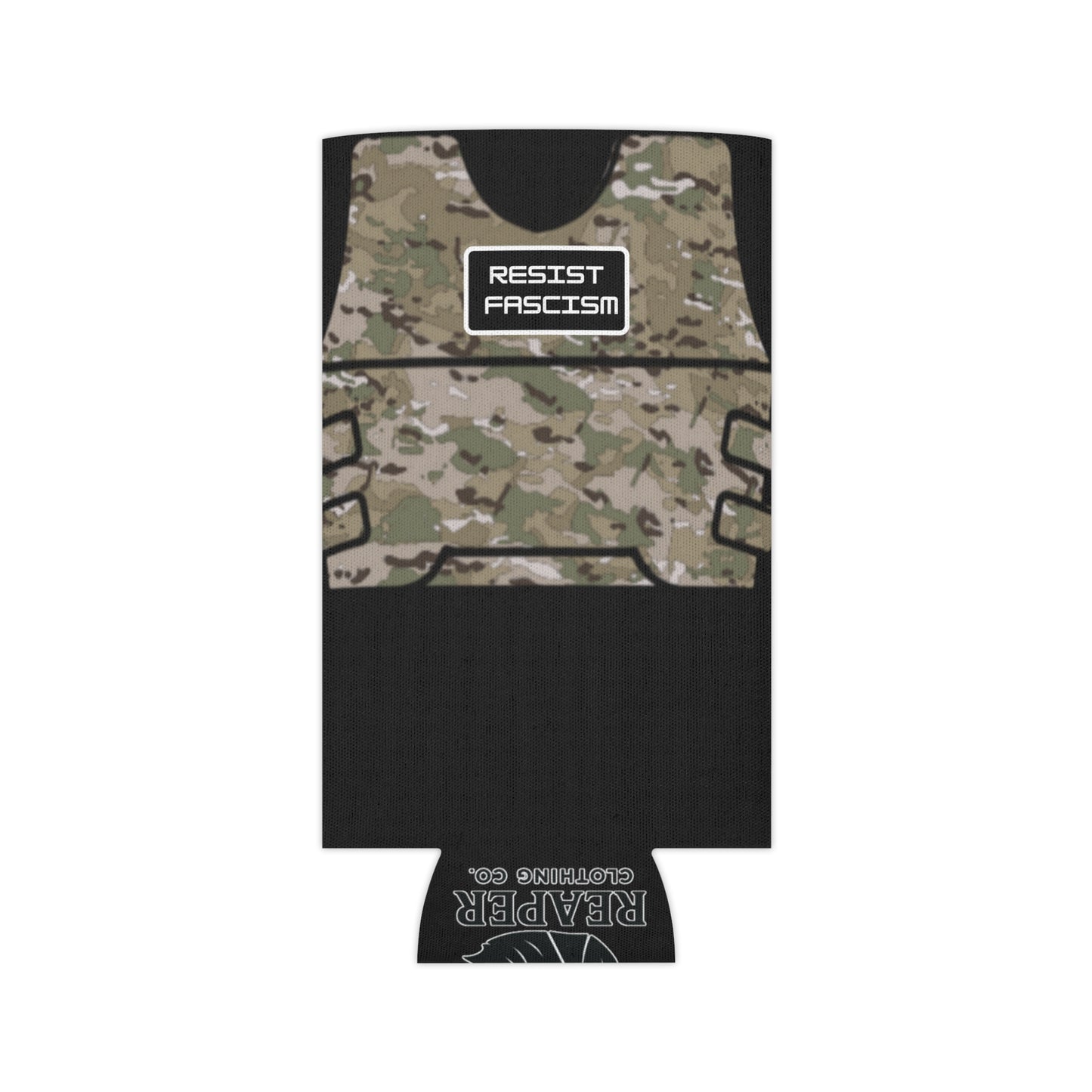 Camo Tactical Vest Can Koozie- Black