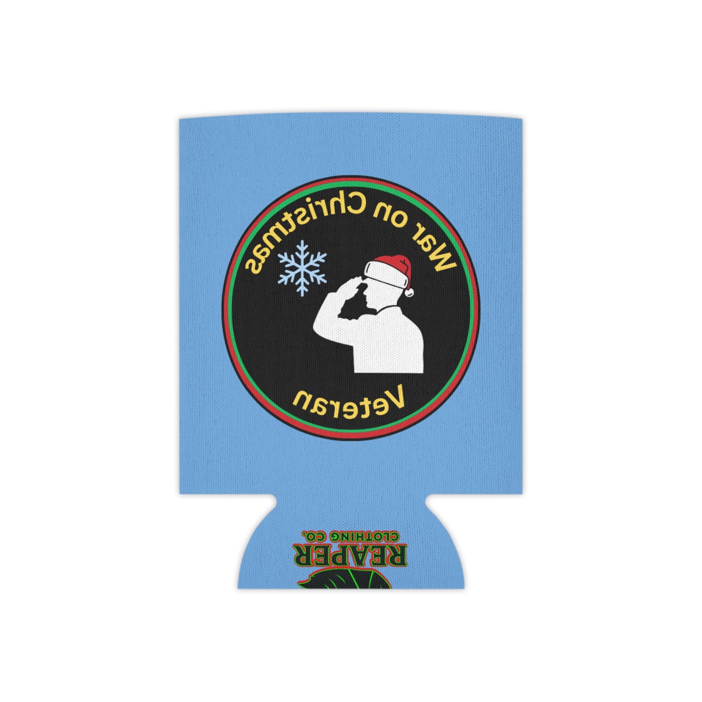“War on Christmas Veteran” Parody Can Koozie- Blue