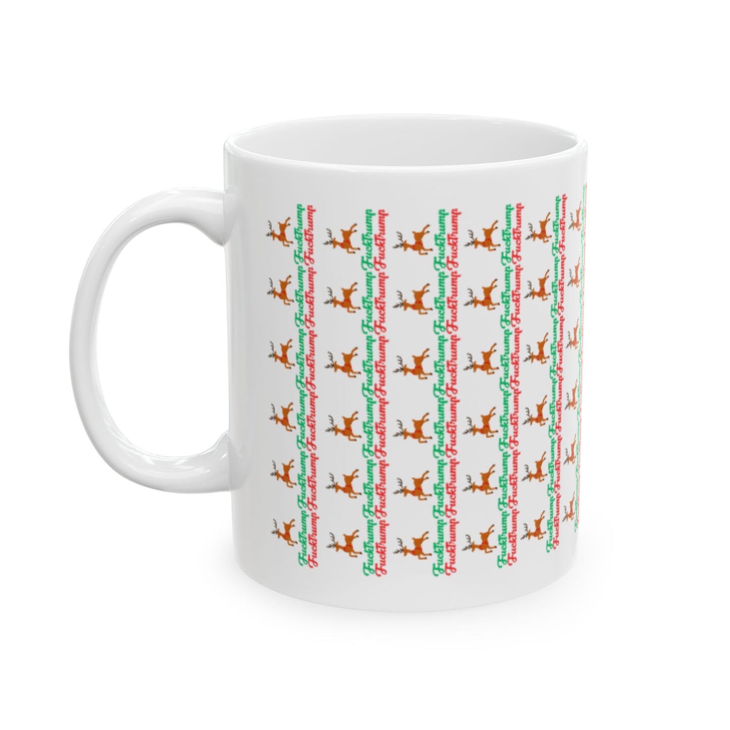 F*** Trump Pattern Christmas Holiday Mug- White