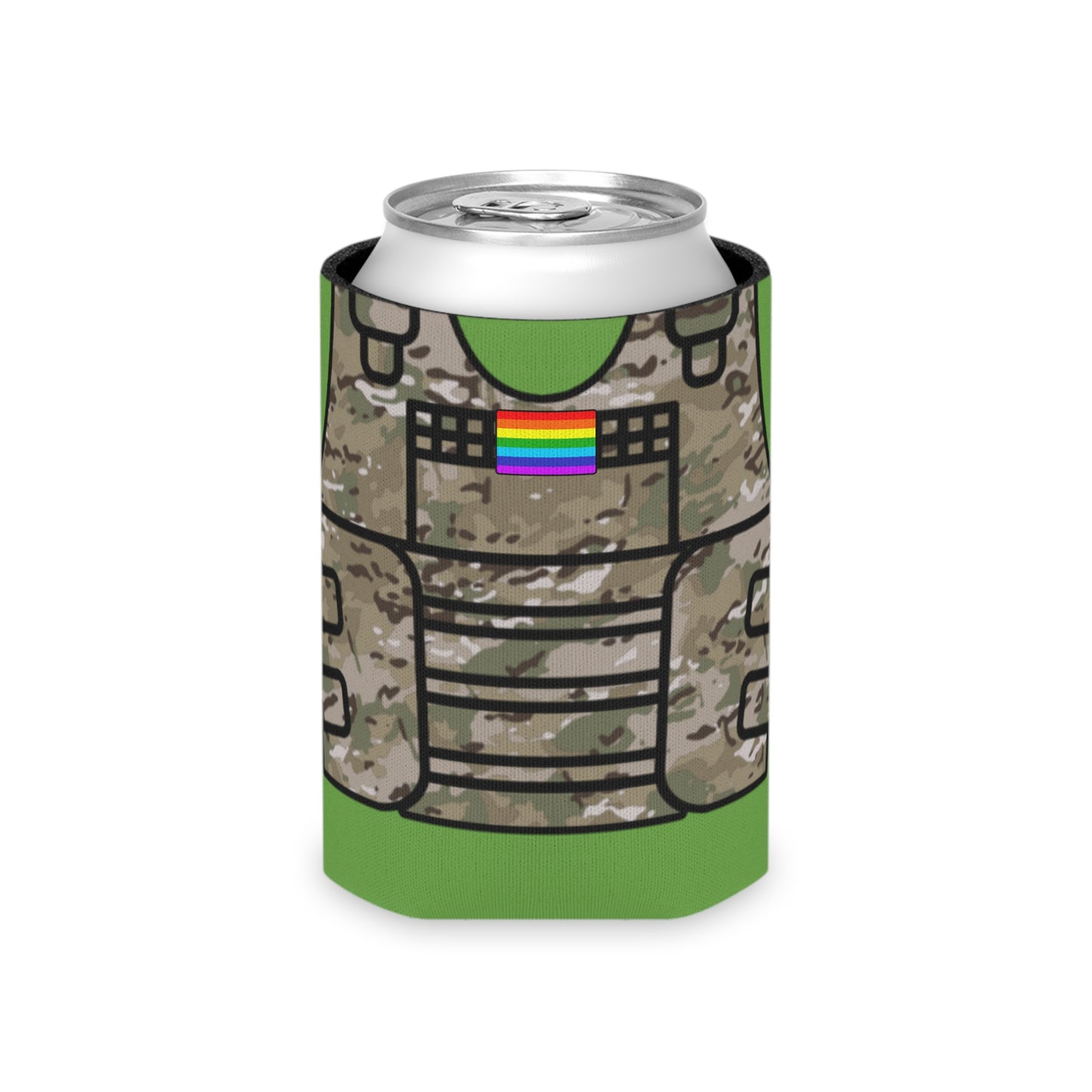 Camo Tactical Vest Can Koozie- Green