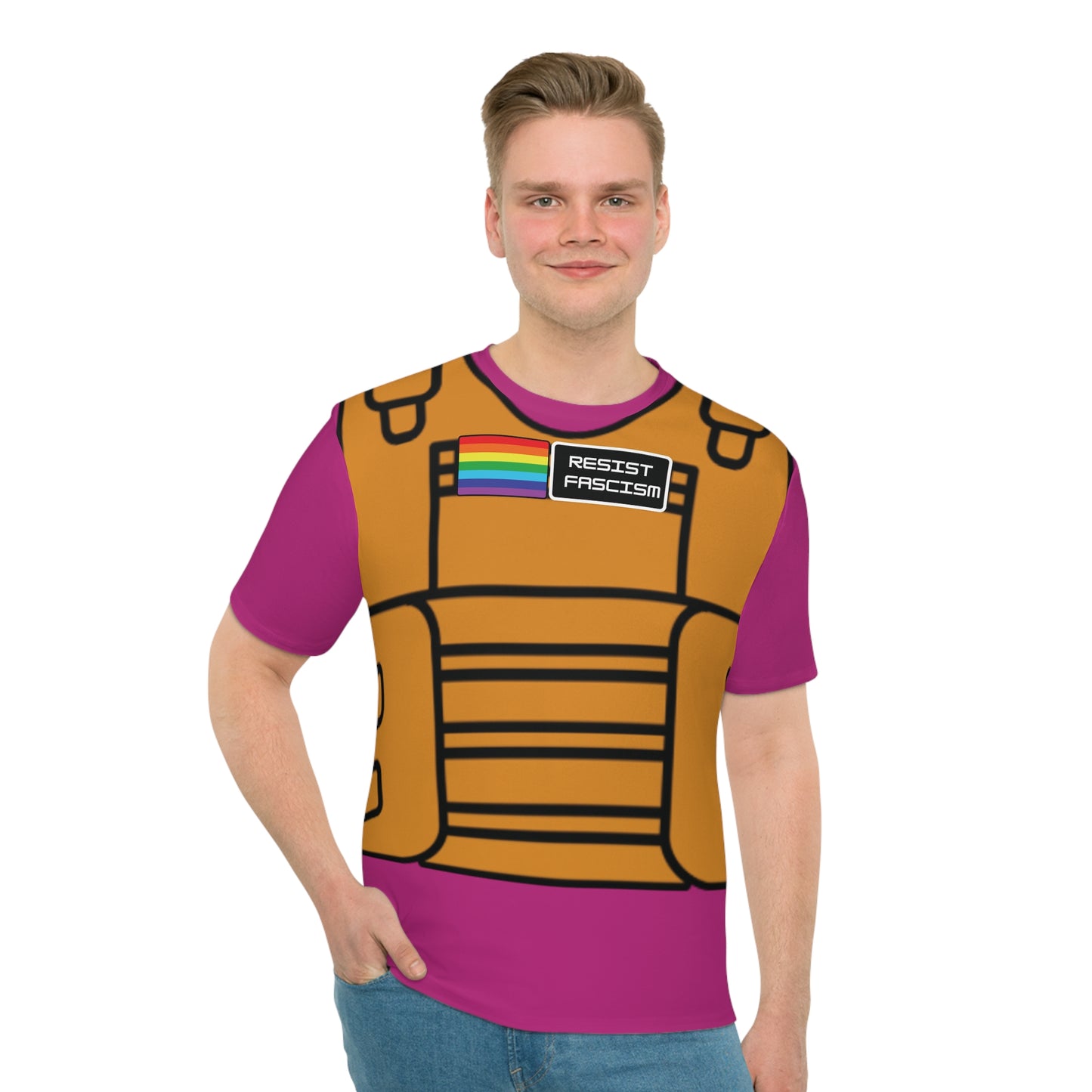 Unisex Tan Tactical VestT-Shirt- Pink