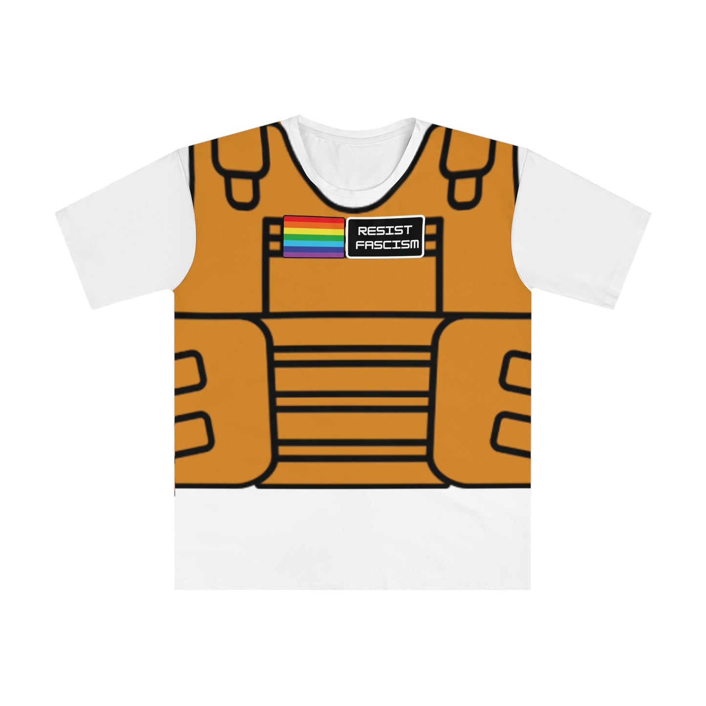 Unisex Tan Tactical Vest T-Shirt- White