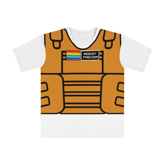 Unisex Tan Tactical Vest T-Shirt- White