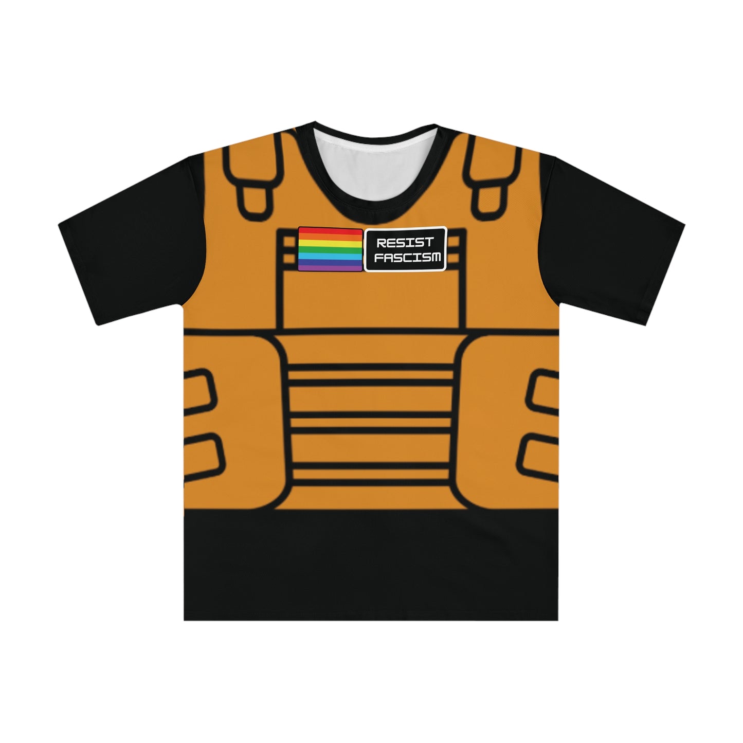 Unisex Tan Tactical Vest T-Shirt- Black