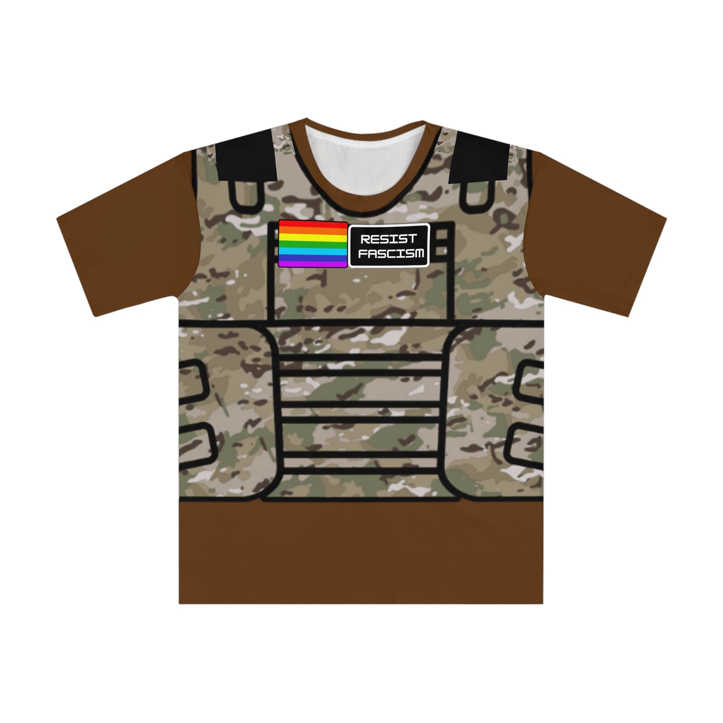 Unisex Camo Tactical Vest T-Shirt- Brown