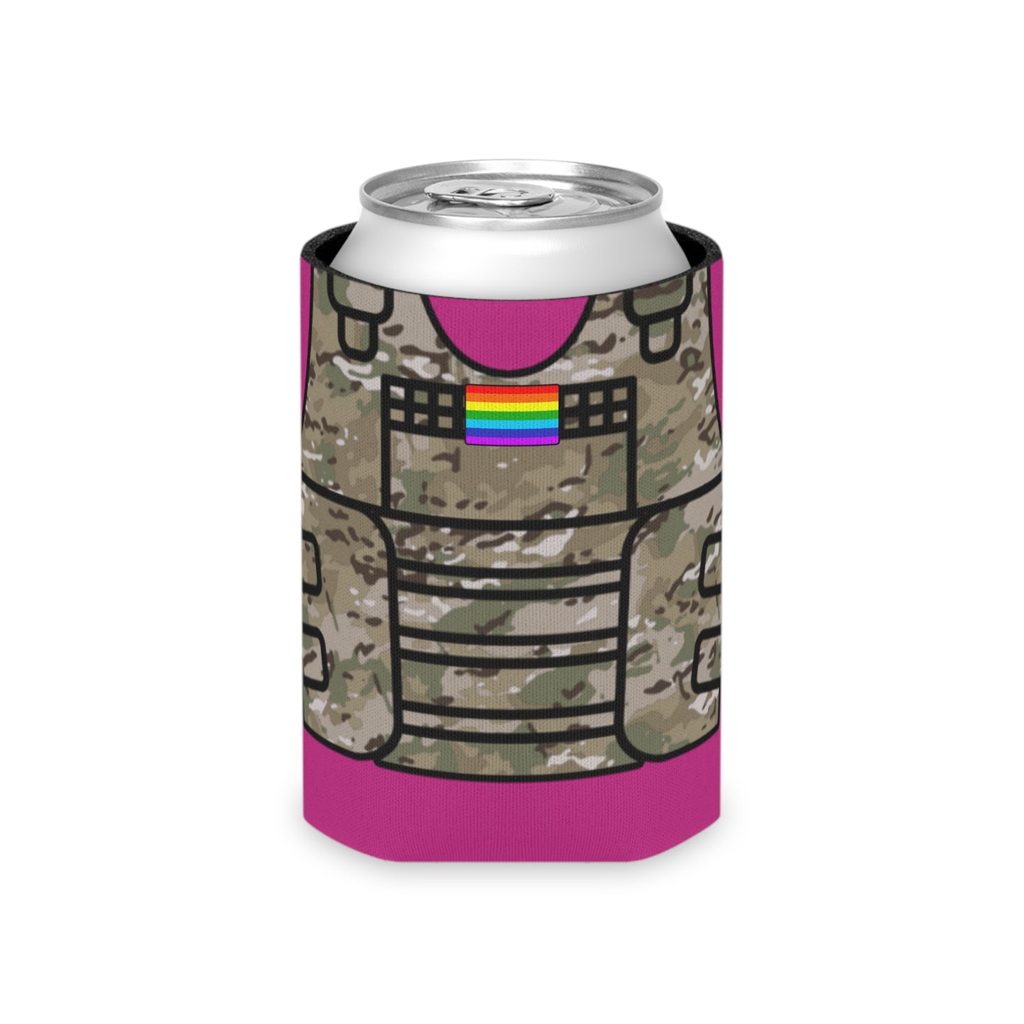 Camo Tactical Vest Can Koozie- Pink