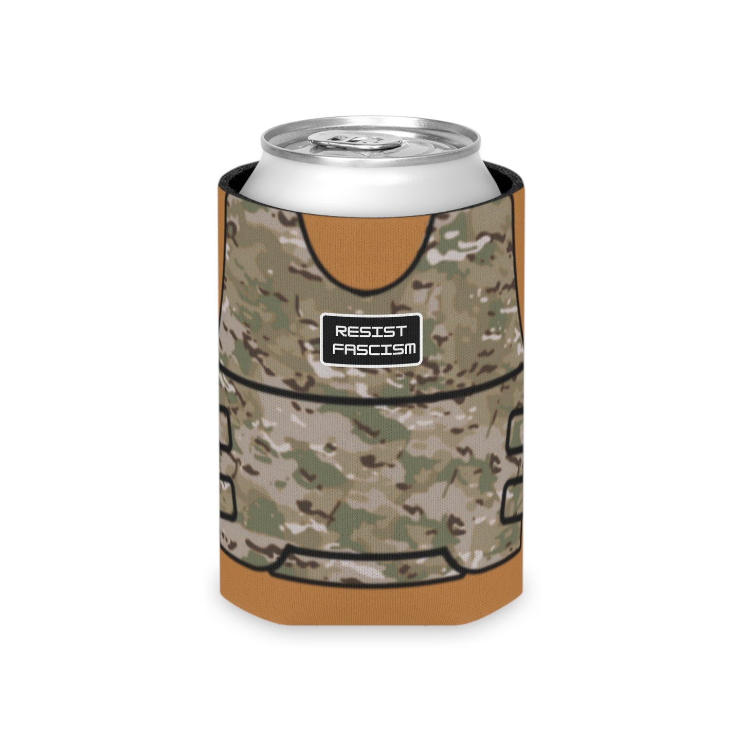 Camo Tactical Vest Can Koozie- Light Brown