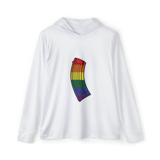 Unisex Pride Flag Rifle Magazine Performance Hoodie- White