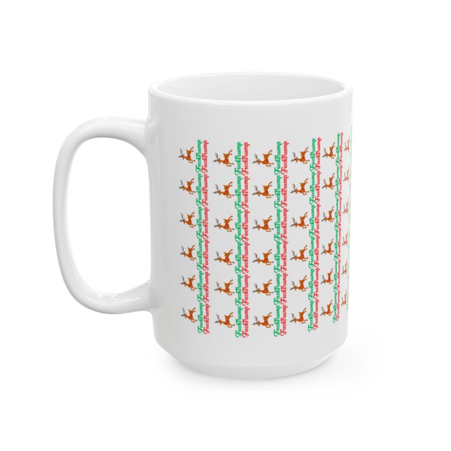 F*** Trump Pattern Christmas Holiday Mug- White