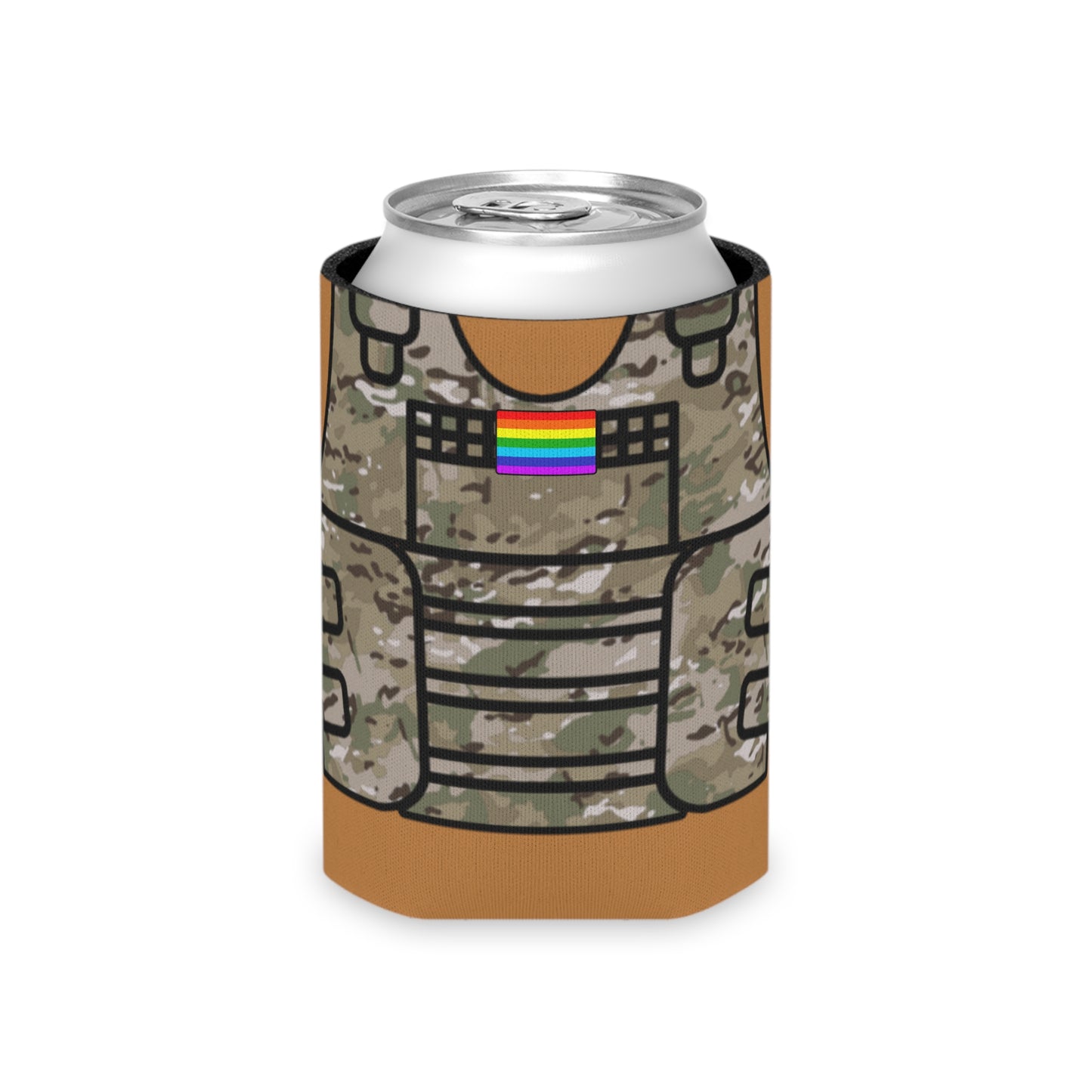 Camo Tactical Vest Can Koozie- Light Brown