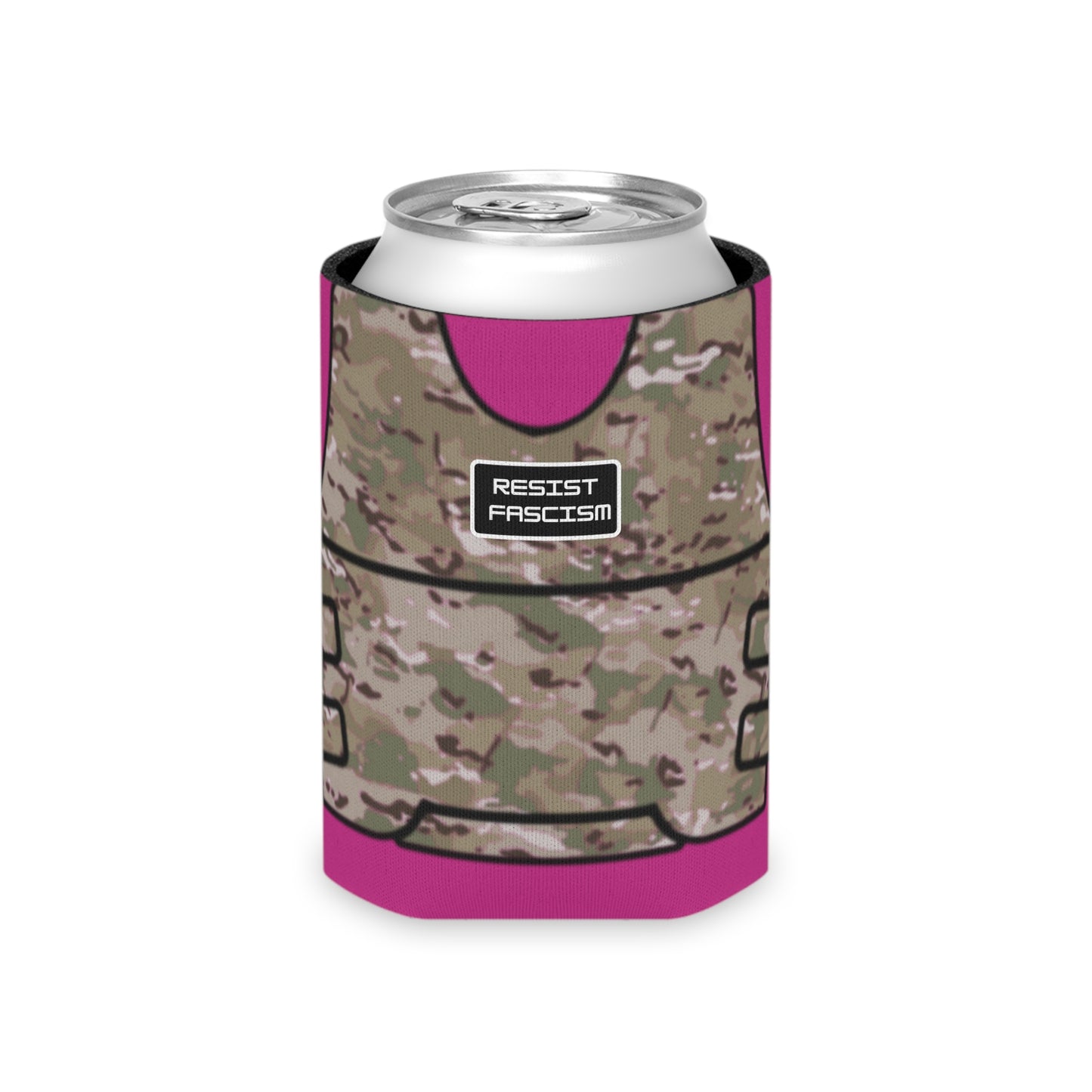 Camo Tactical Vest Can Koozie- Pink