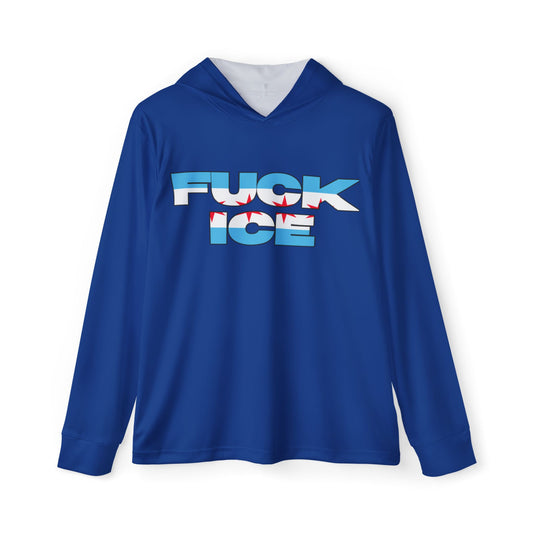 F**K ICE Unisex Performance Hoodie- Chicago flag, Blue