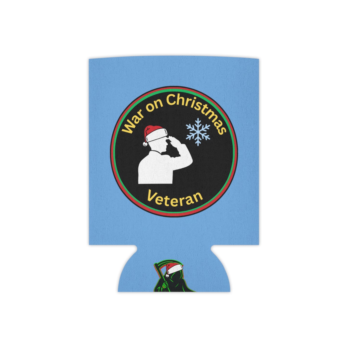 “War on Christmas Veteran” Parody Can Koozie- Blue