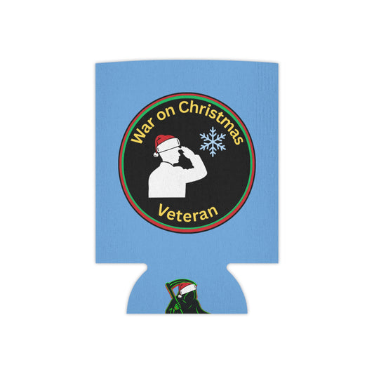 “War on Christmas Veteran” Parody Can Koozie- Blue